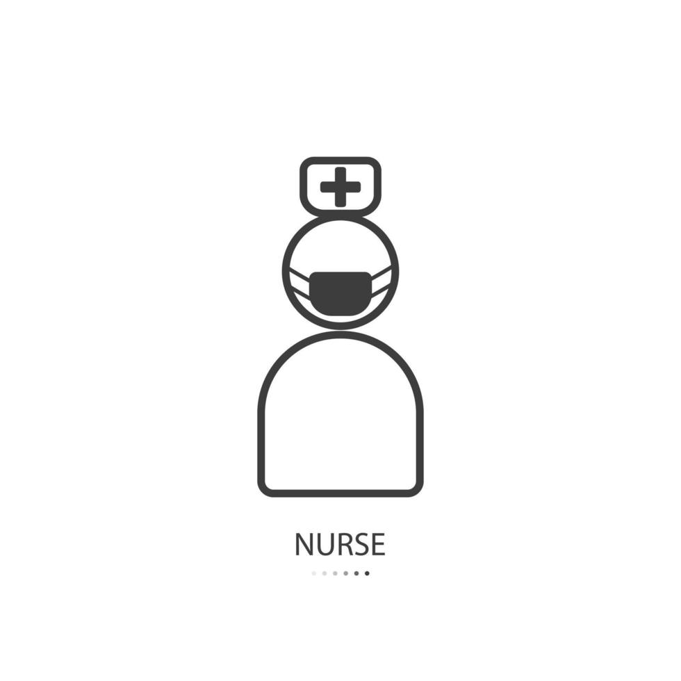 ícone de linha preta de enfermeira isolado no fundo branco. ilustração vetorial. vetor