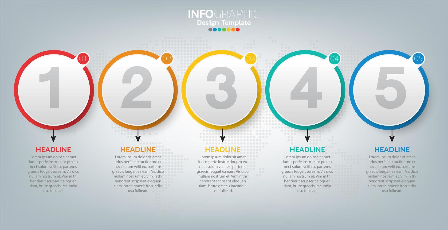 modelo de infográfico com ícones e 5 elementos ou etapas. vetor