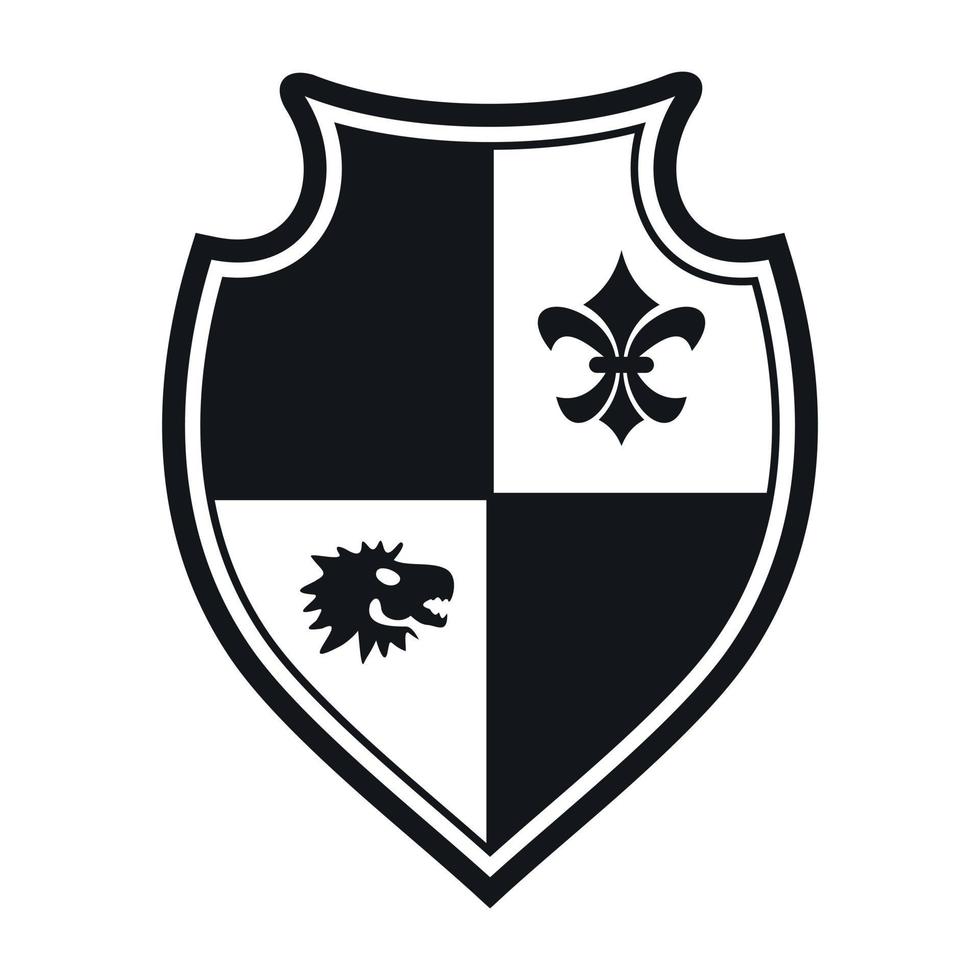 vetor simples de ícone de escudo medieval. crista real