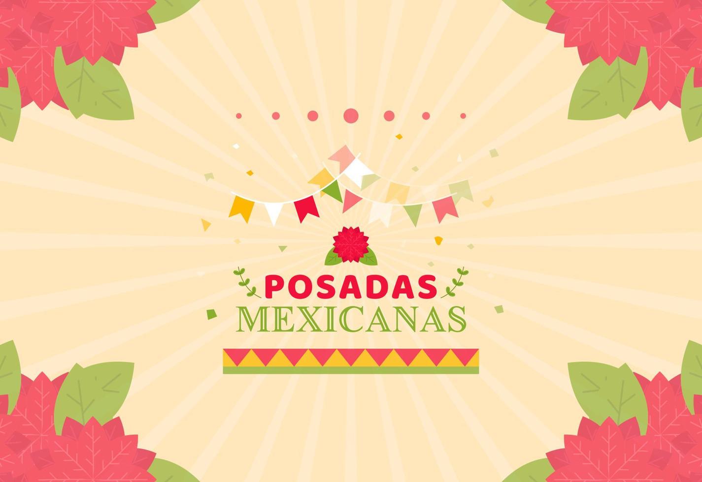 design de plano de fundo de férias mexicanas posadas planas vetor