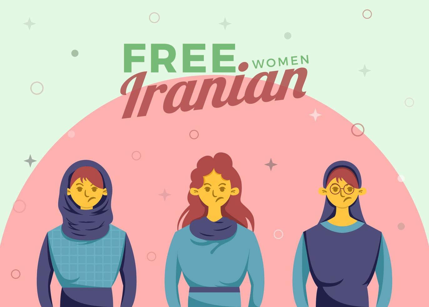 mulheres iranianas protestam design de ilustração plana vetor