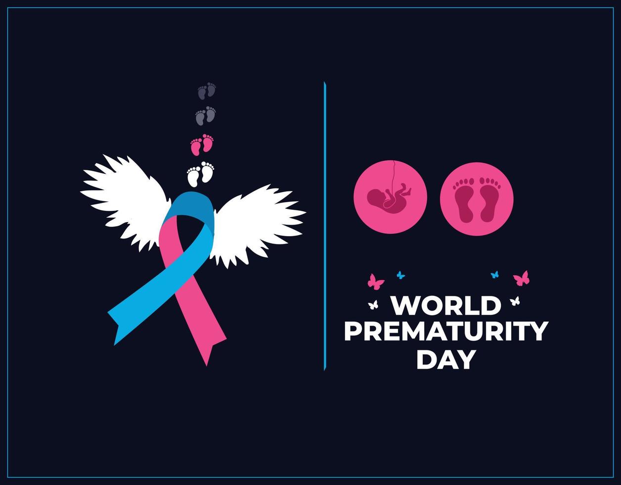 dia mundial da prematuridade. 17 de novembro. conceito de fita de conscientização de prematuridade. modelo para plano de fundo, banner, cartão, pôster. ilustração vetorial. vetor