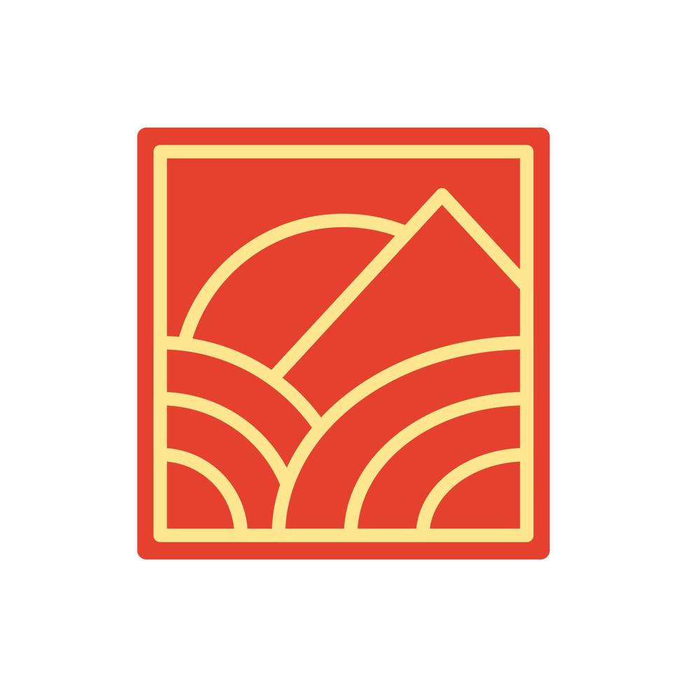 design de distintivo de logotipo de montanha de praia do sol abstrato minimalista. ilustração em vetor ícone de design de logotipo