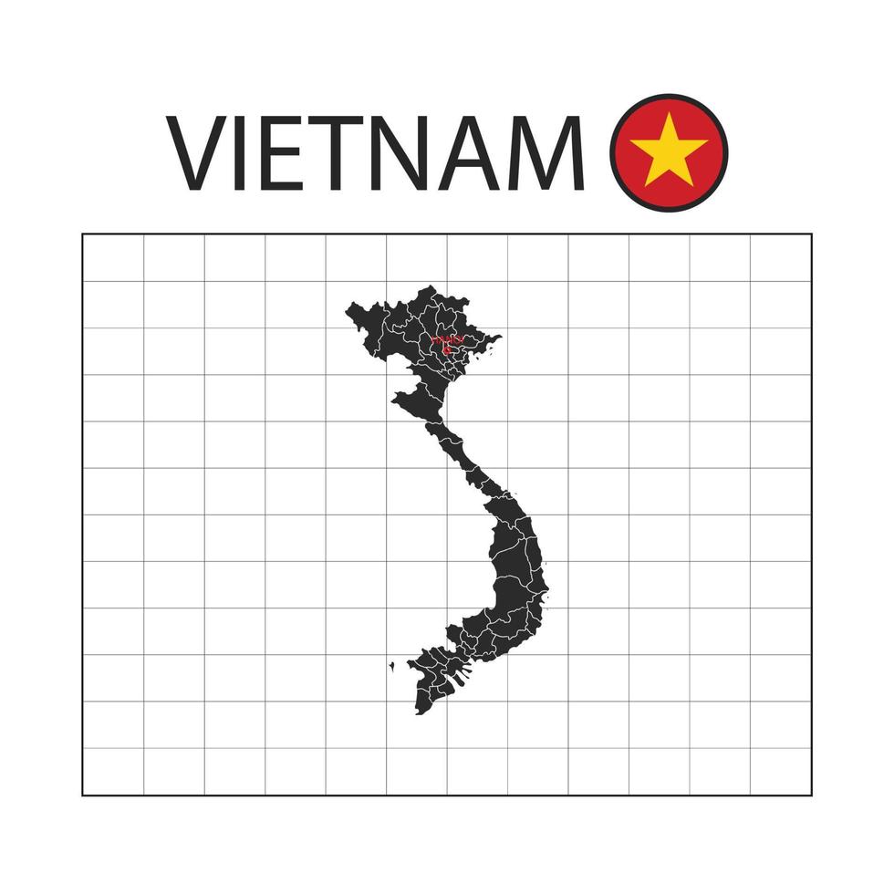 mapa do país do vietnã com bandeira da nação vetor