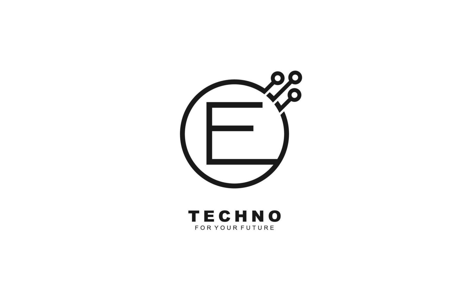 e logo techno para identidade. ilustração vetorial de modelo de carta para sua marca vetor