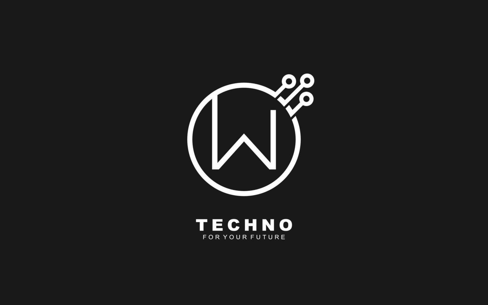 w logo techno para identidade. ilustração vetorial de modelo de carta para sua marca vetor