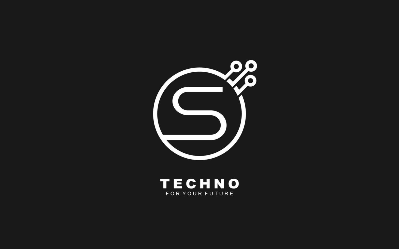 s logo techno para identidade. ilustração vetorial de modelo de carta para sua marca vetor