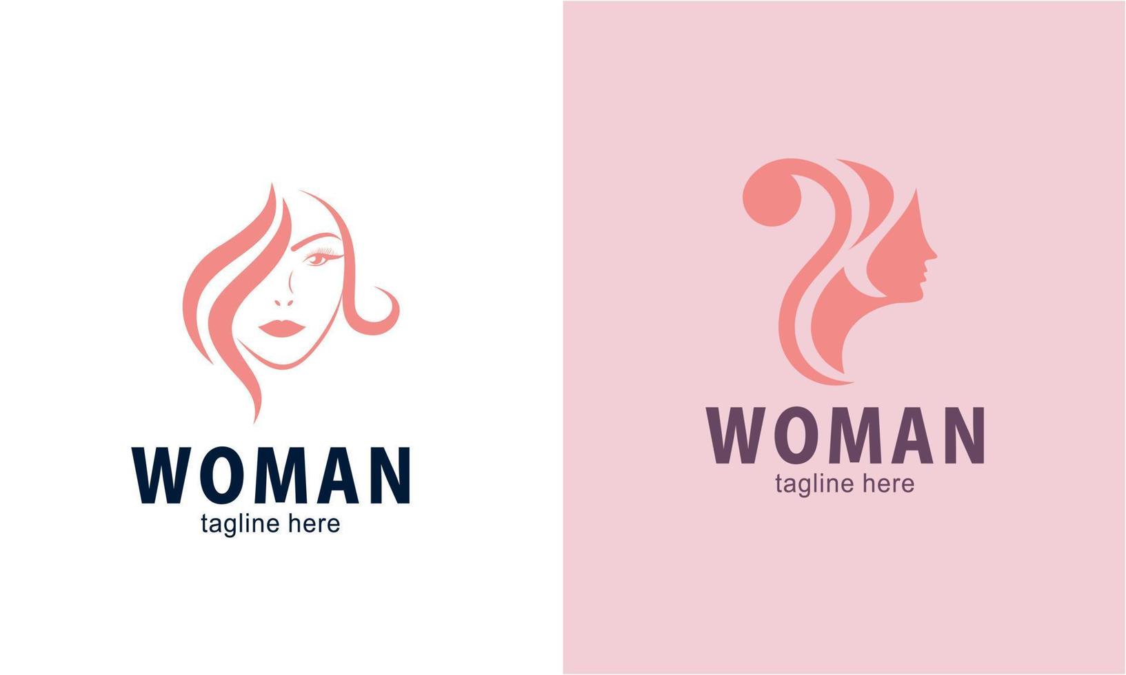 vetor de coleção de logotipo de rosto e beleza de mulher