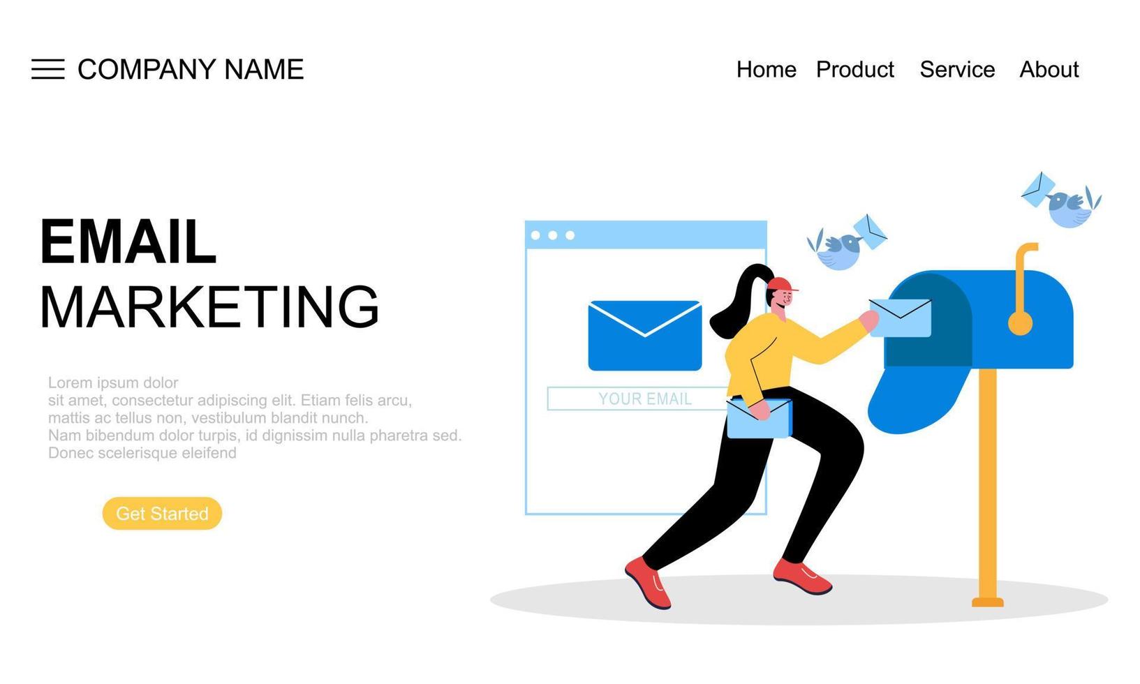 ilustração da página de destino do conceito de marketing por e-mail vetor