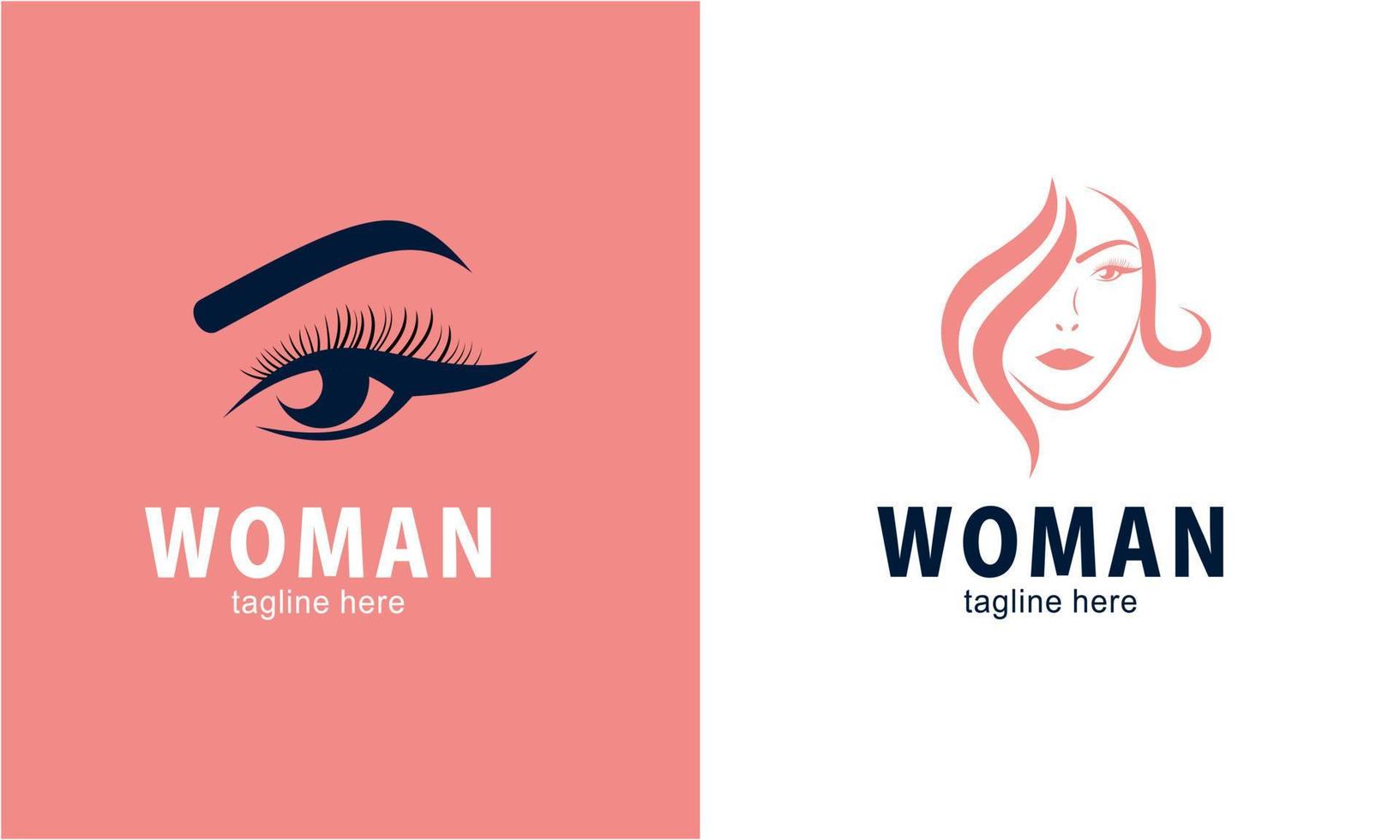 vetor de coleção de logotipo de rosto e beleza de mulher