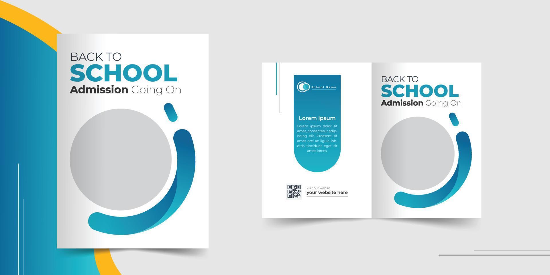 design de brochura de volta às aulas ou modelo de design de brochura de admissão escolar vetor