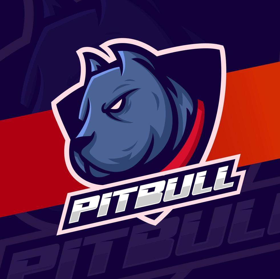 logotipo de mascote de cabeça de cachorro pitbull projeta personagem para logotipo de esporte e animal de estimação vetor