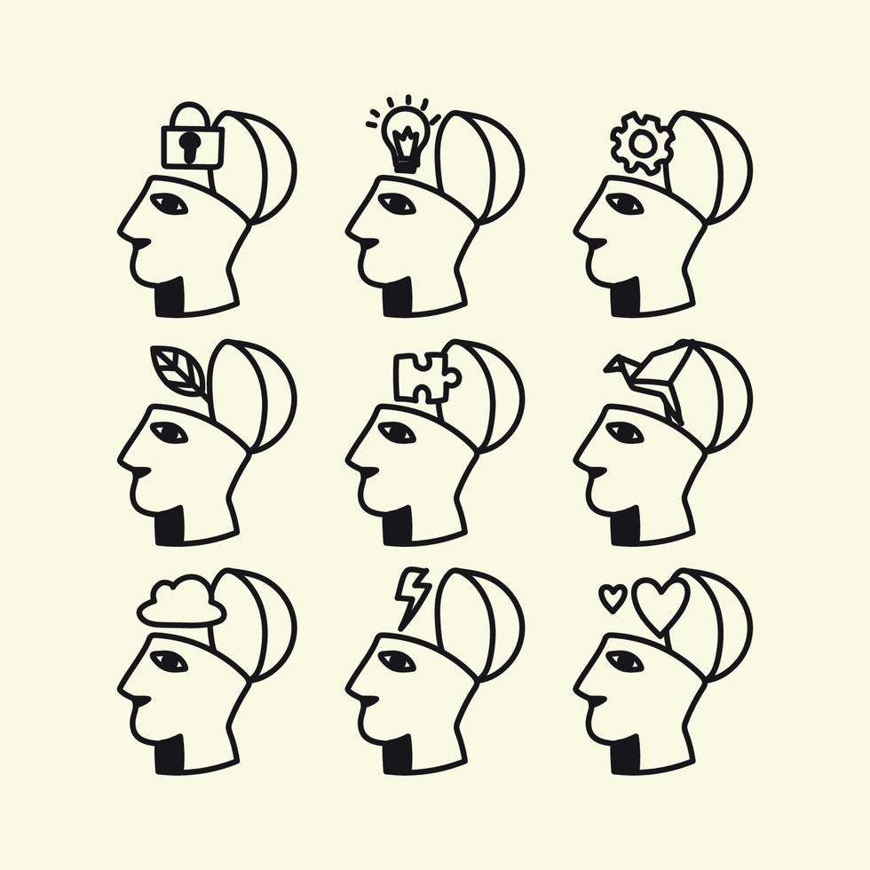 coleção de cabeças com mentes abertas vetor