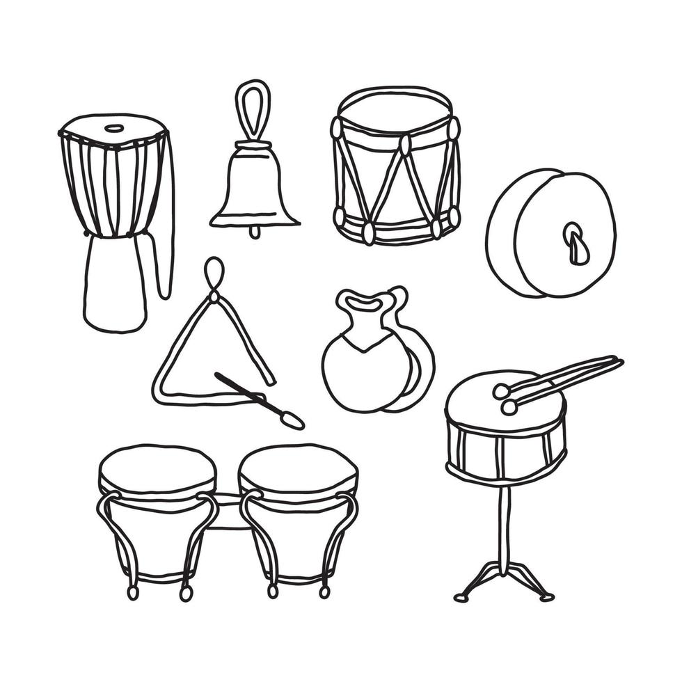 desenhos de percussão em preto e branco vetor