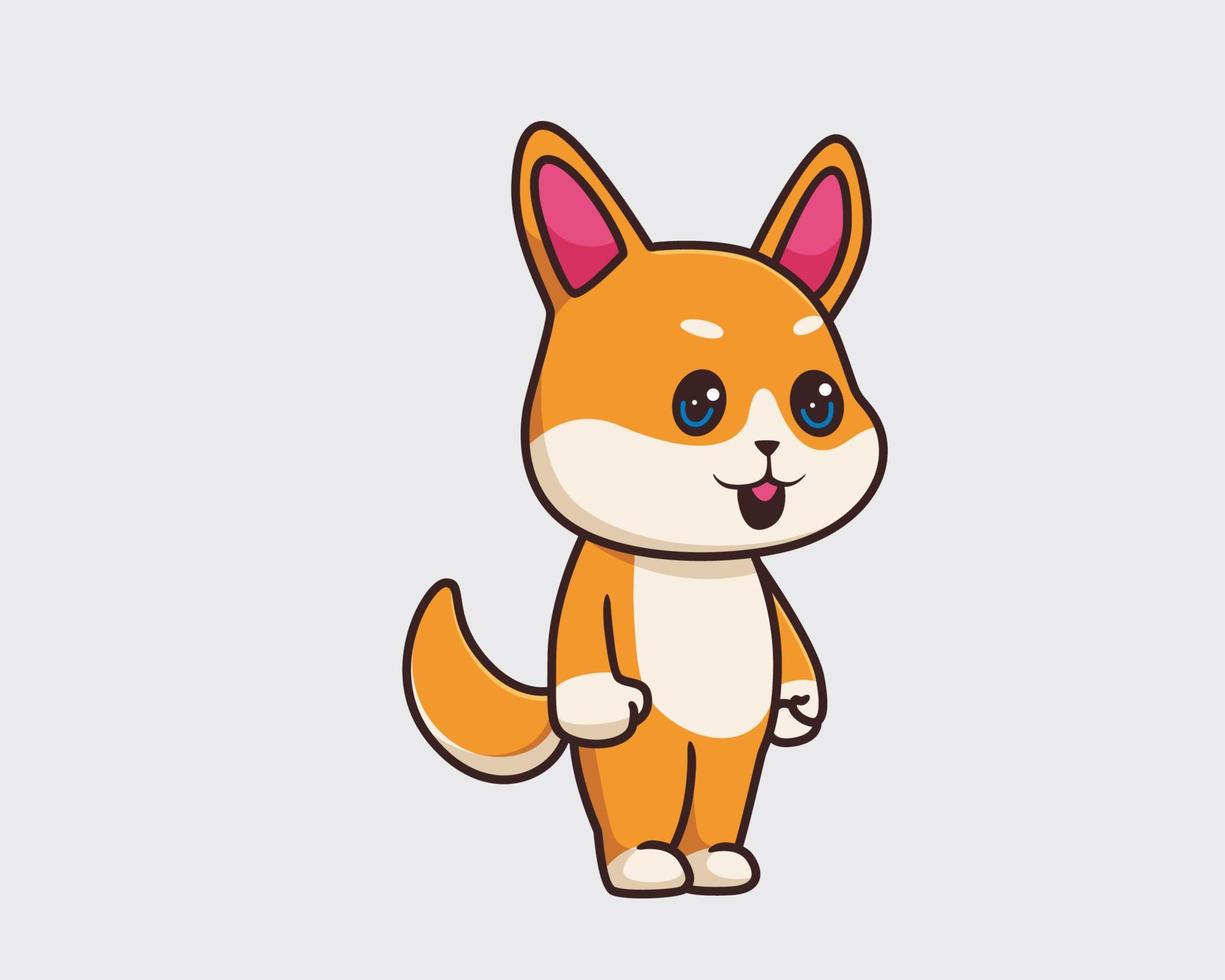 shiba inu estilo de ilustração de desenho animado em pé vetor