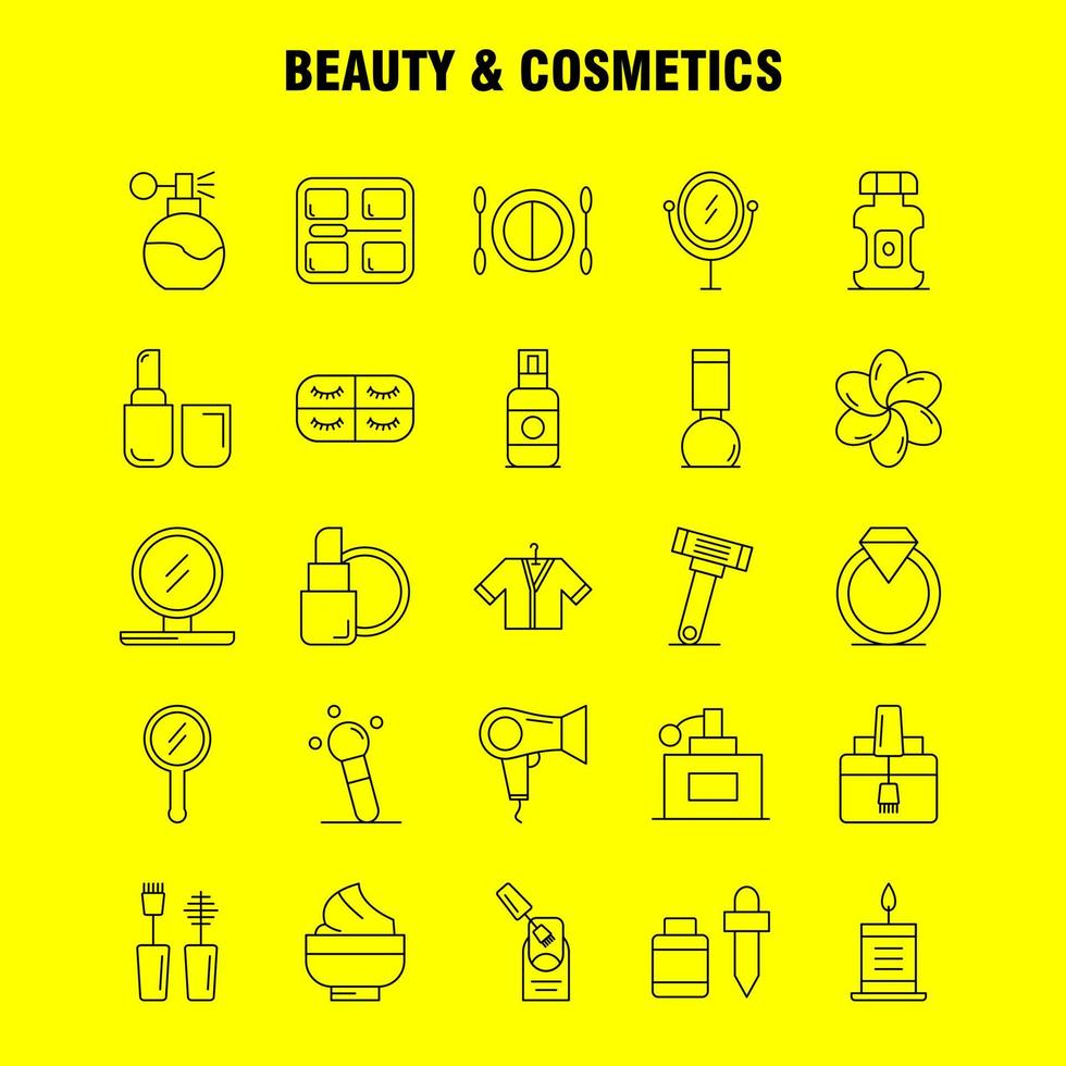 ícones de linha de beleza e cosméticos definidos para infográficos kit uxui móvel e design de impressão incluem base facial maquiagem líquida pincel de beleza maquiagem conjunto de ícones de beleza vetor