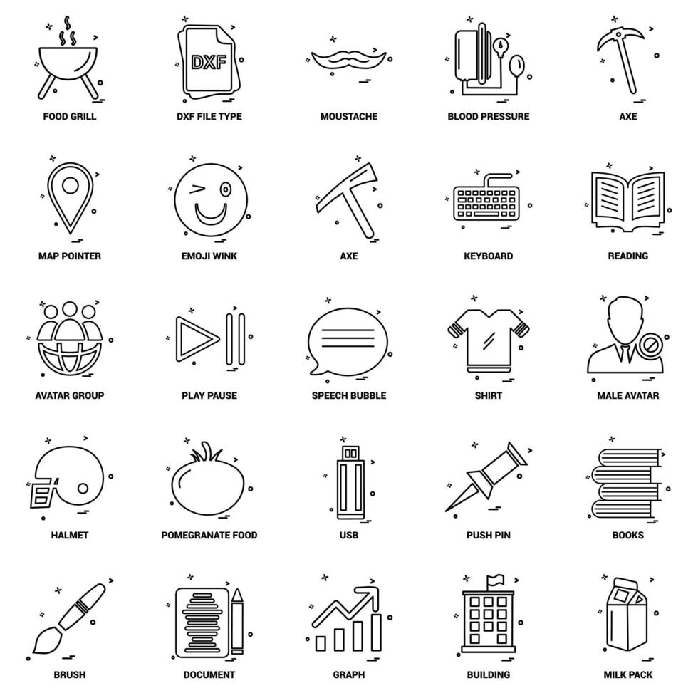 25 conjunto de ícones de linha de mix de conceito de negócios vetor