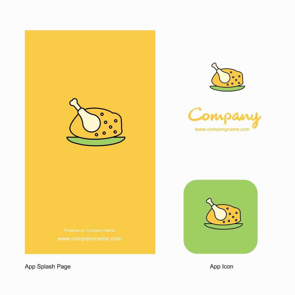 ícone do aplicativo de logotipo da empresa de carne de frango e design de página inicial elementos de design de aplicativo de negócios criativos vetor
