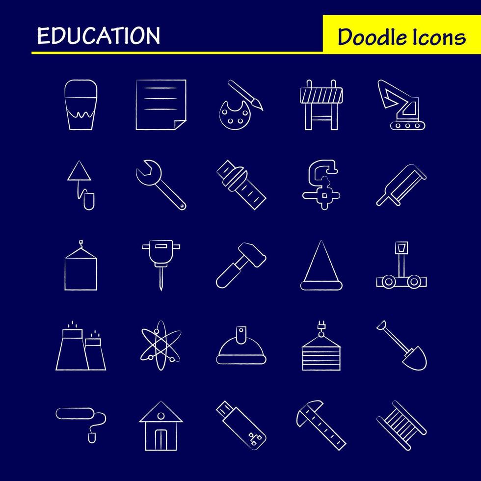 conjunto de ícones desenhados à mão de educação para infográficos kit uxui móvel e design de impressão incluem guindaste elevador gancho de elevação ferramentas chave ferramentas coleção de hardware logotipo infográfico moderno e picto vetor