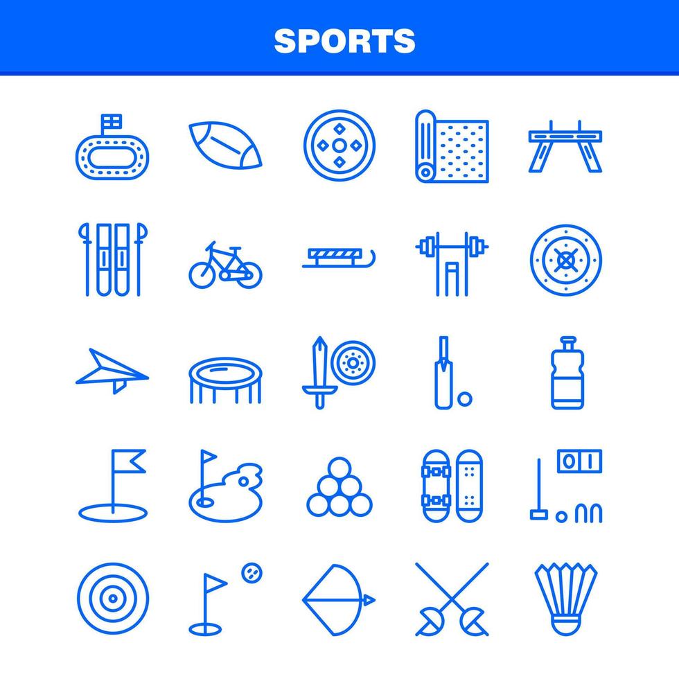 pacote de ícones de linha de esportes para designers e desenvolvedores ícones de esportes de esteira esportes ioga bilhar piscina snooker esporte vetor