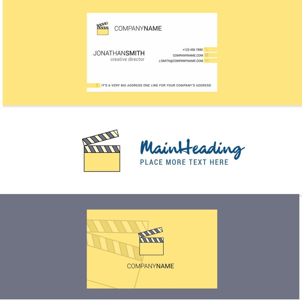 lindo logotipo de clipe de filme e vetor de design vertical de cartão de visita