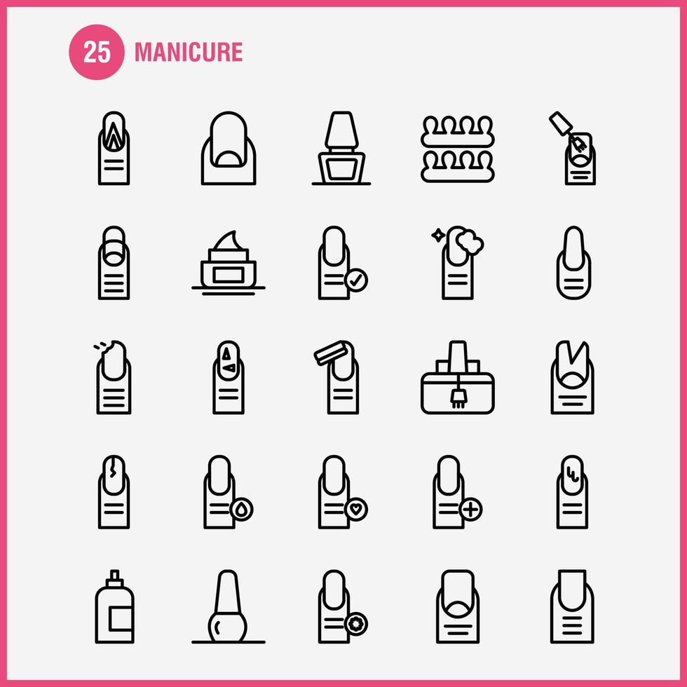 pacote de ícones de linha de manicure para designers e desenvolvedores ícones de manicure francesa de saúde médicacross art beauty care vector manicure