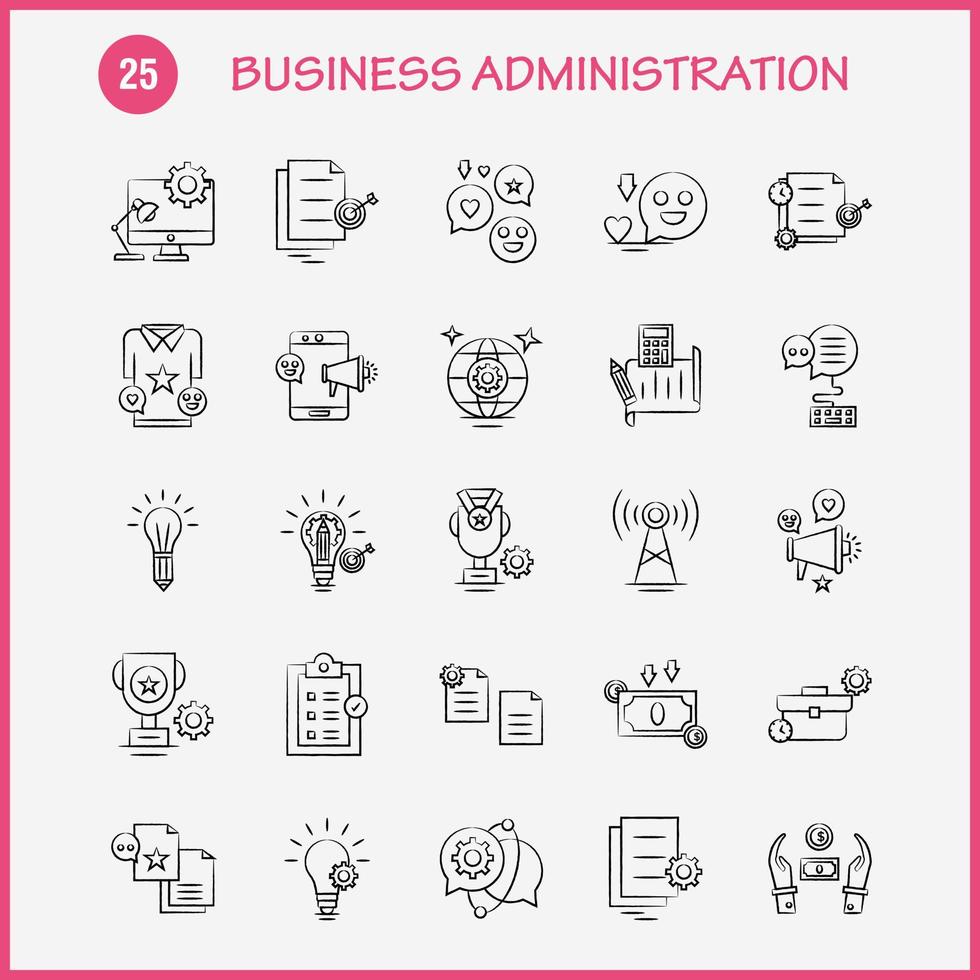ícones desenhados à mão de administração de negócios definidos para infográficos kit uxui móvel e design de impressão incluem bolsa escolar arquivo de configuração de documento de educação escolar vetor eps 10