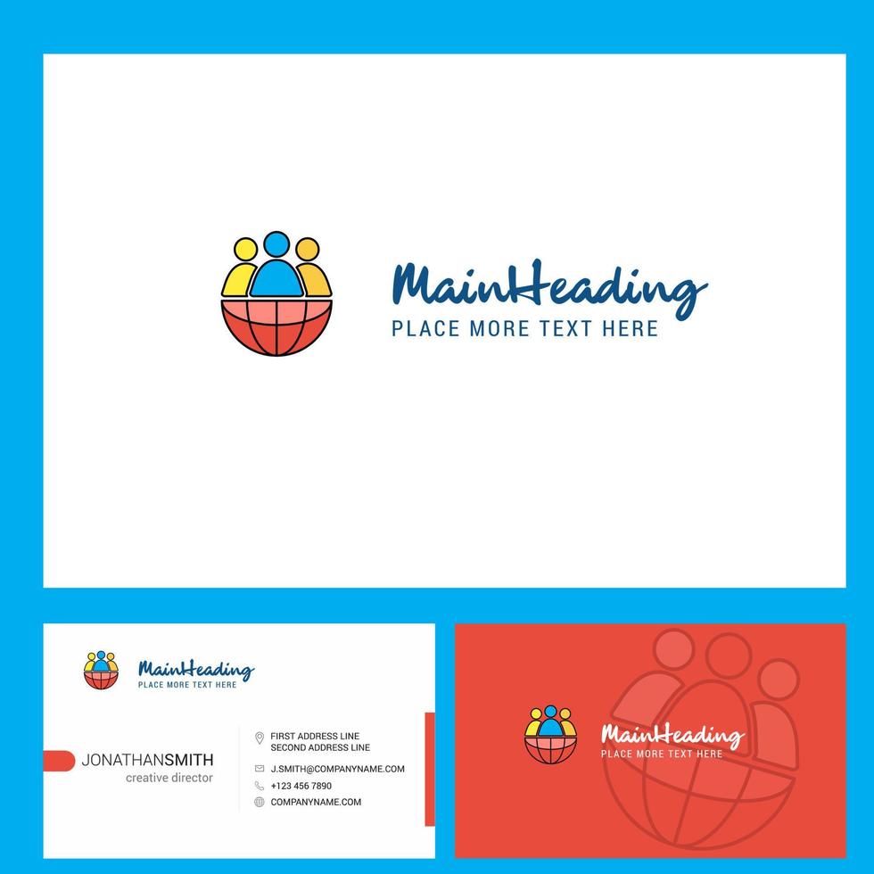 design de logotipo de avatar de grupo com slogan frente e verso modelo de cartão busienss vector design criativo