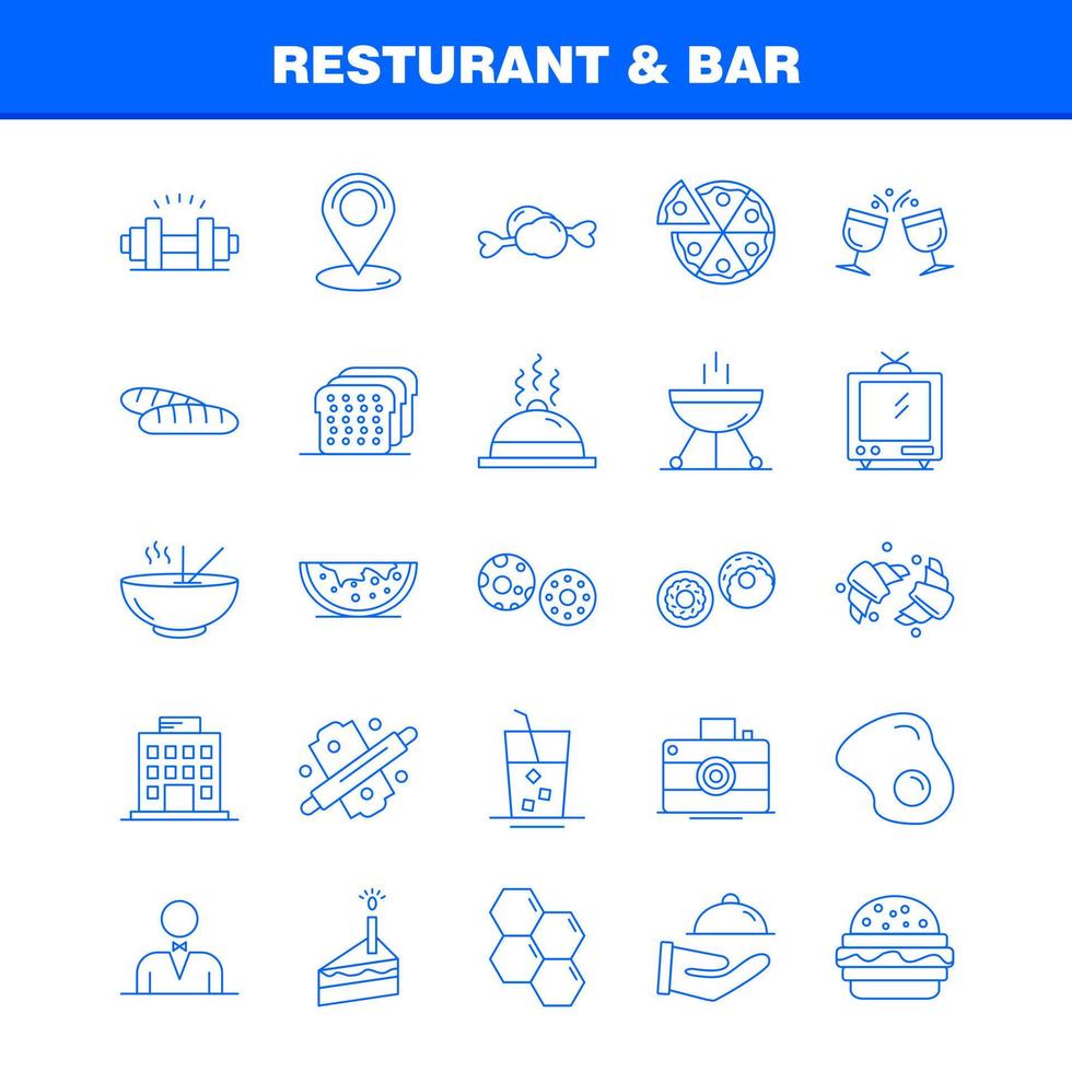 ícone de linha de restaurante e bar para impressão na web e kit uxui móvel, como vetor de pacote de pictograma de imagem de entretenimento de câmera de jogo de cassino de jogo de cassino
