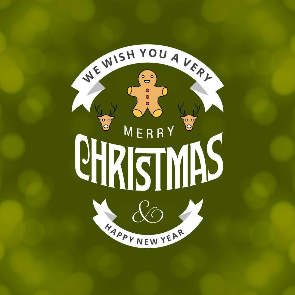 cartão de cumprimentos de natal com tipografia e vetor de fundo verde