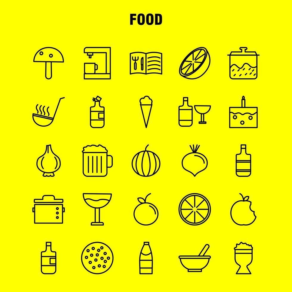 ícones de linha de alimentos definidos para infográficos kit uxui móvel e design de impressão incluem panela de cozinha panela de comida panela de comida refeição de cozinha coleção de logotipo infográfico moderno e vetor de pictograma