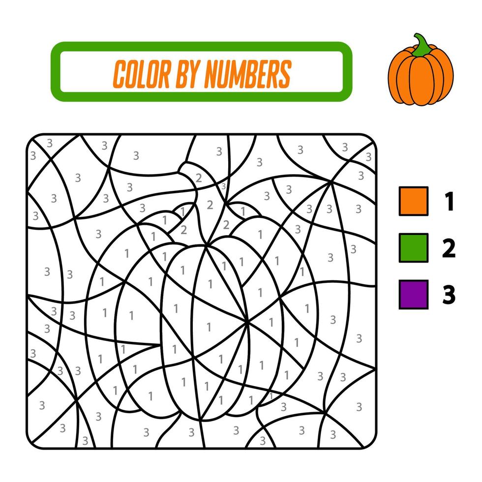 Colorir por números. jogo de puzzle para a educação infantil. números e  cores para desenhar e aprender matemática. frutas de vetor