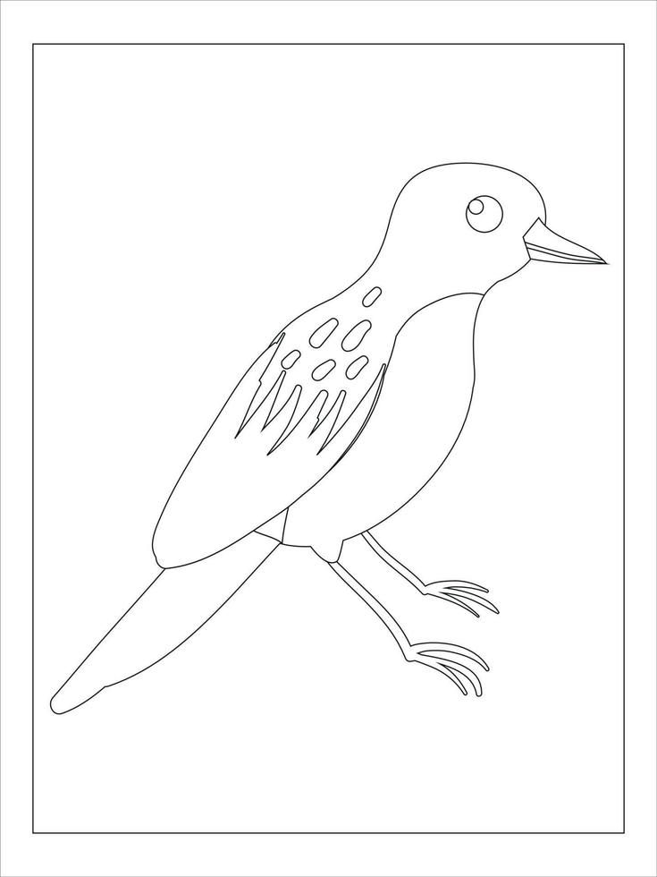 página para colorir de pássaros para crianças vetor