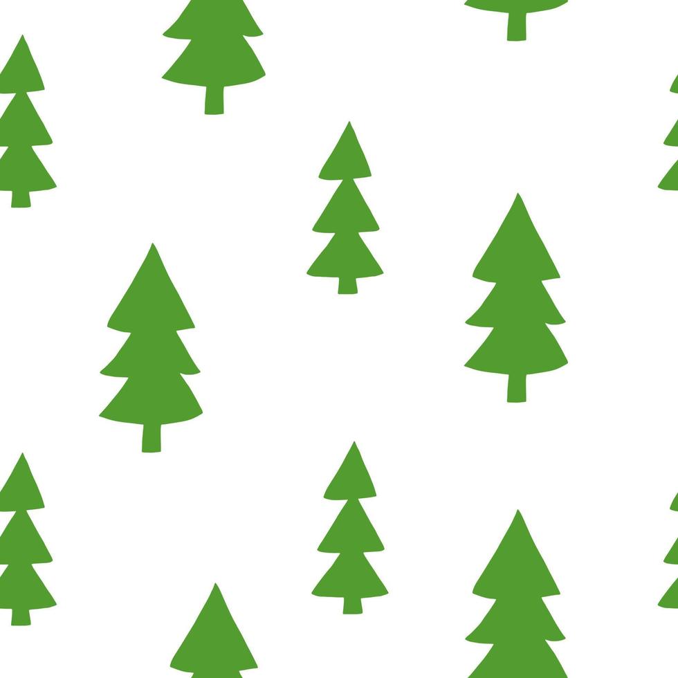 árvore de Natal sem costura padrão desenhado à mão no estilo doodle. silhueta, simples, minimalismo, monocromático, escandinavo. papel de parede, papel de embrulho, fundo de têxteis vetor