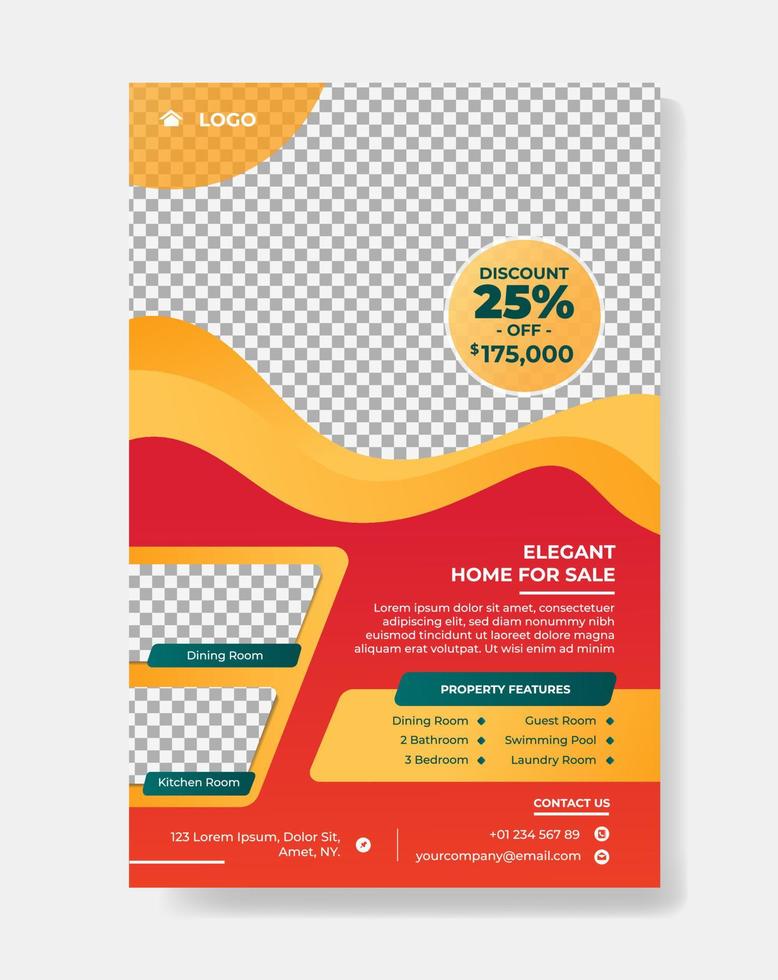 modelo de design de folheto de cartaz de folheto imobiliário vetor