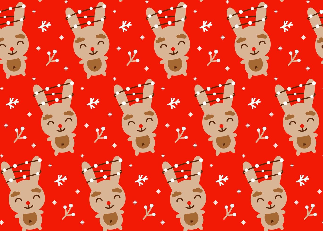 fundo vermelho de Natal sem costura com coelho. envoltório festivo vetor