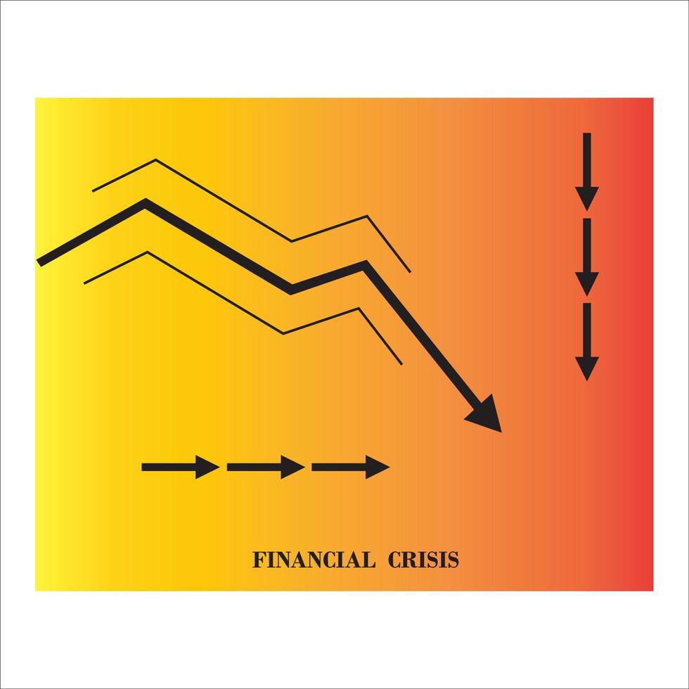 design de vetor de logotipo de ícone de recessão e crise financeira