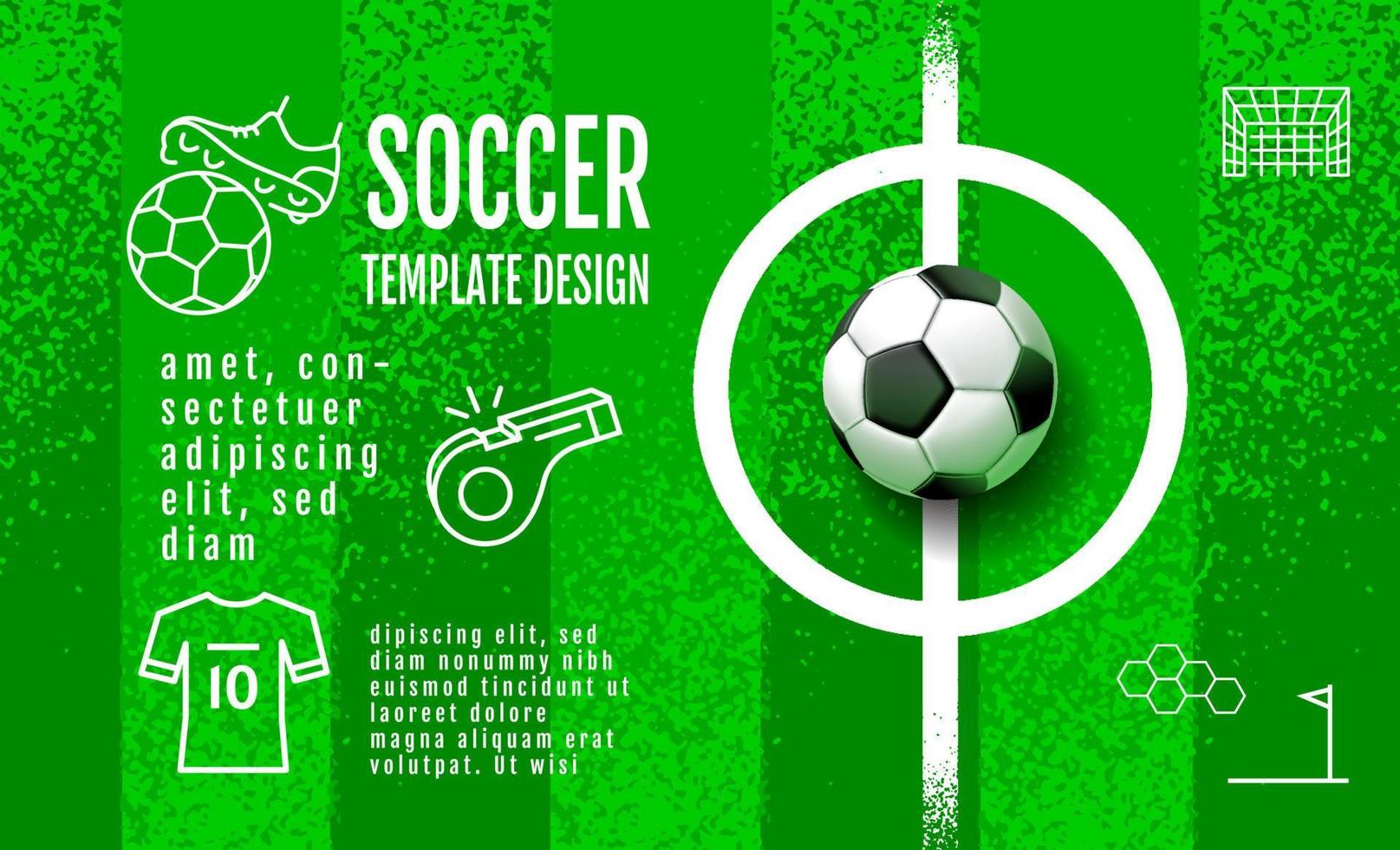 design de modelo de futebol, banner de futebol, design de layout de esporte, tema verde, vetor