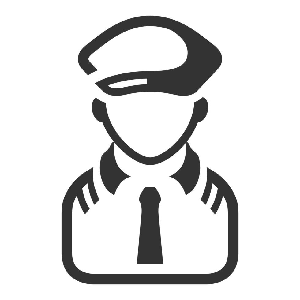 avatar piloto de ícone preto e branco vetor