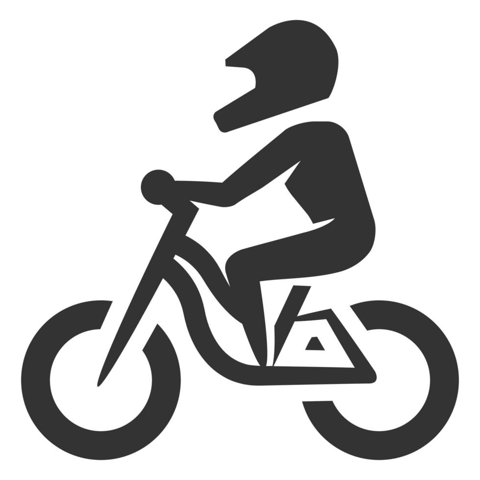 motociclista de ícone preto e branco vetor