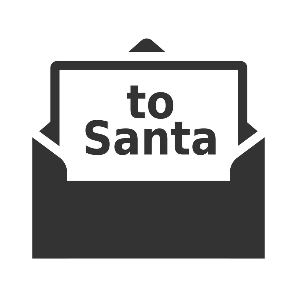 carta de ícone preto e branco santa vetor