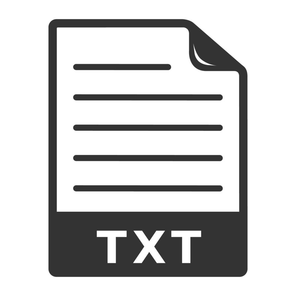 formato de arquivo de texto de ícone preto e branco vetor