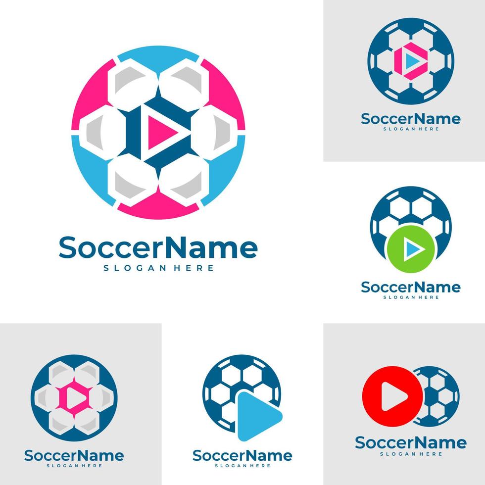 conjunto de modelo de logotipo de jogo de futebol, vetor de design de logotipo de futebol