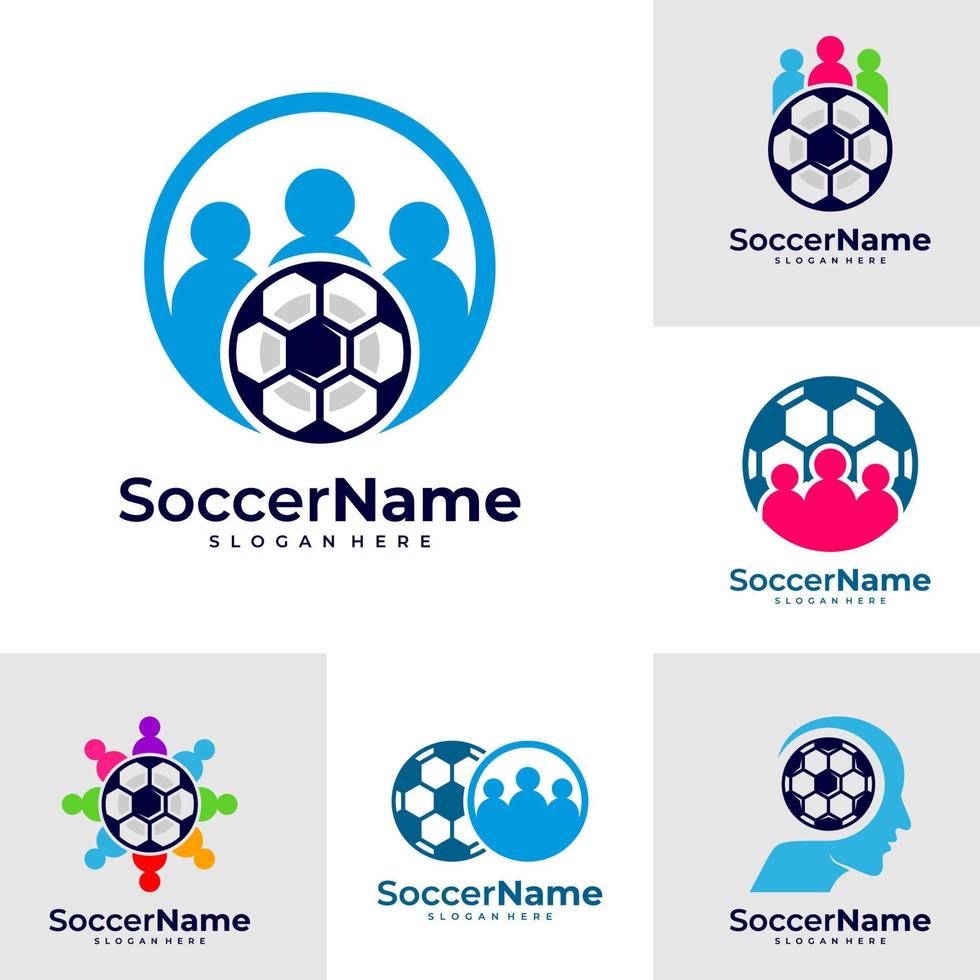 conjunto de modelo de logotipo de futebol de pessoas, vetor de design de logotipo de futebol