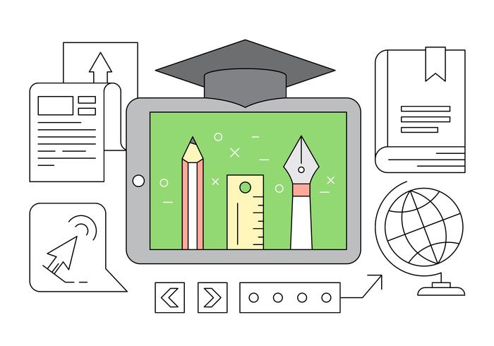 Educação Free Online Linear Estilo Elementos Vector