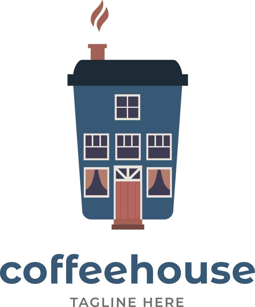 modelo de logotipo de identidade de casa de café vetor