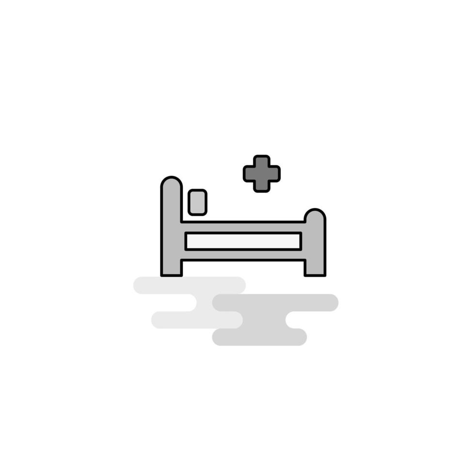 ícone da web de cama de hospital linha plana cheia de vetor de ícone cinza