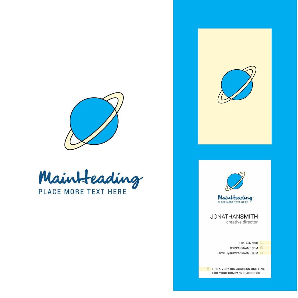 logotipo criativo do planeta e vetor de design vertical de cartão de visita