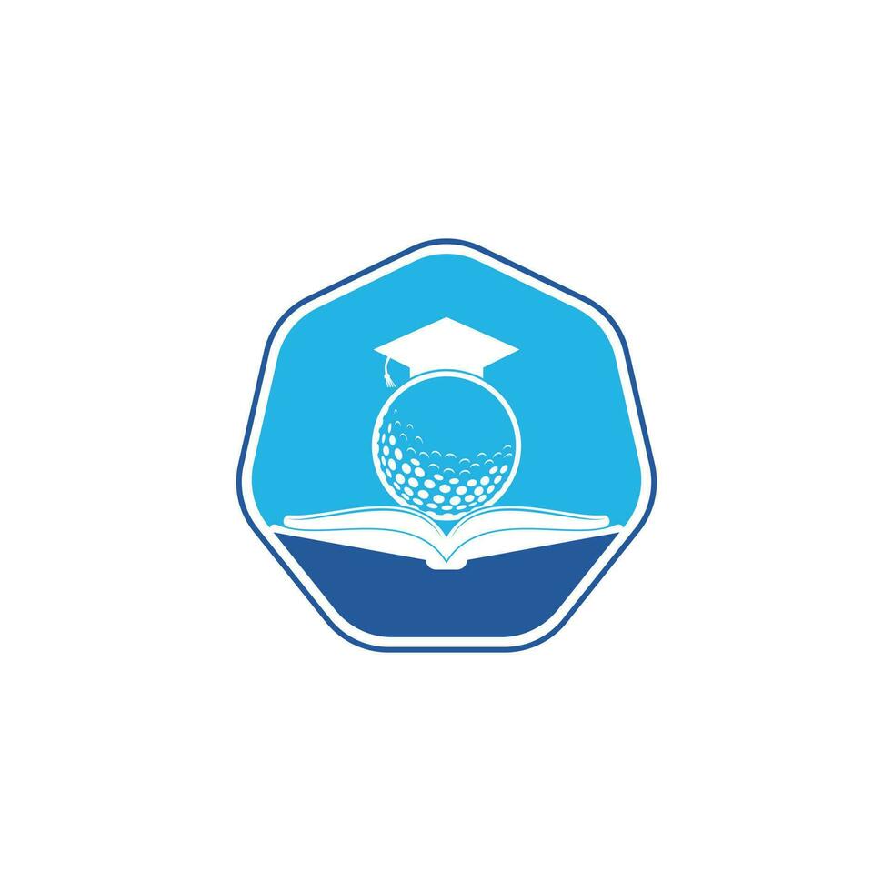 vetor de design de logotipo de golfe de livro de formatura. elemento de design de logotipo de ícone de livro de golfe