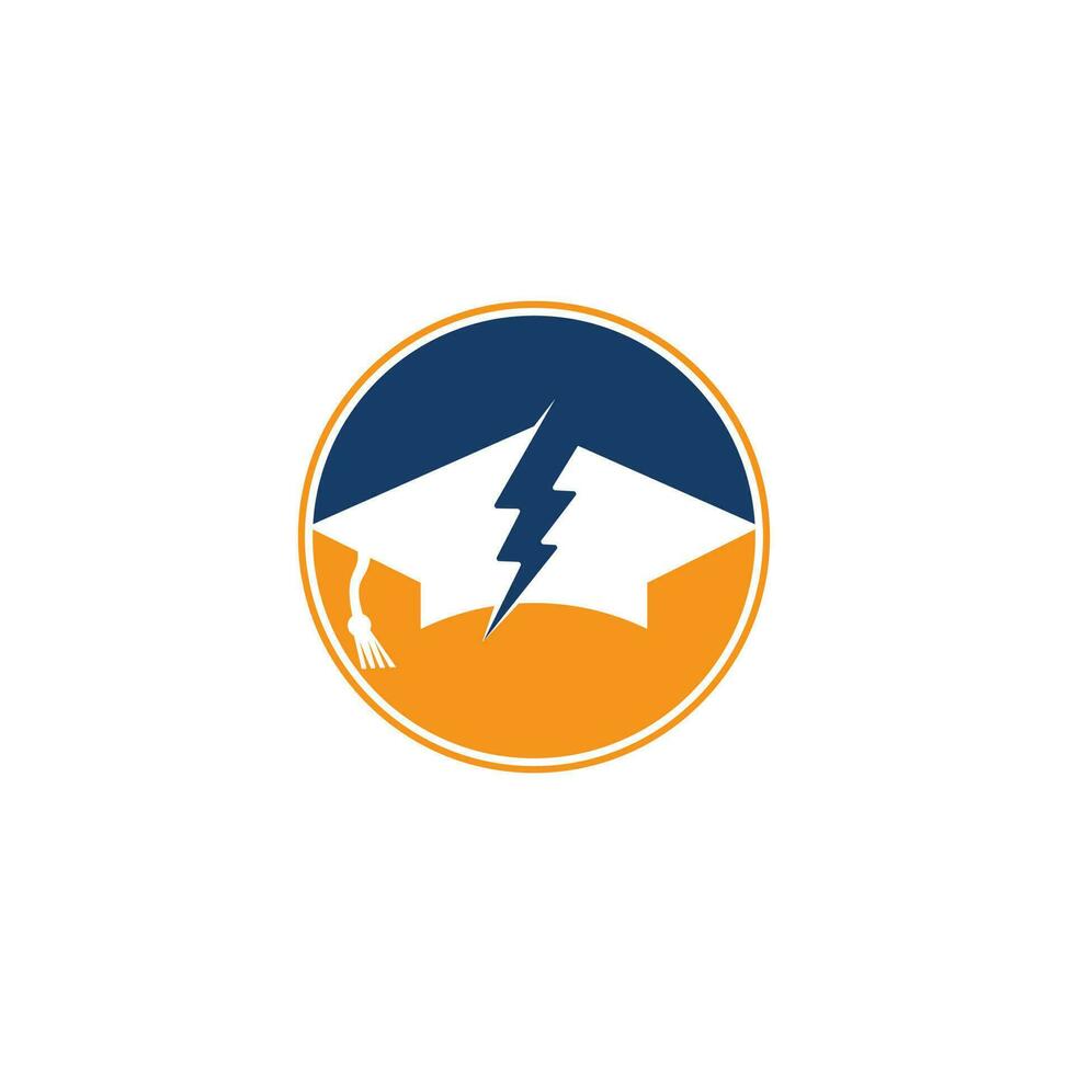 modelo de logotipo de vetor de cap educação flash. ícone de símbolo de trovão e chapéu.
